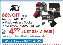 Boscov's Mens STARTER 6-Pack Athletic Socks offer