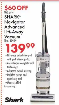 Boscov's SHARK Navigator Advanced Lift-Away Vacuum offer