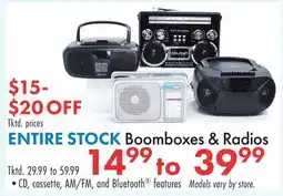 Boscov's ENTIRE STOCK Boomboxes & Radios offer