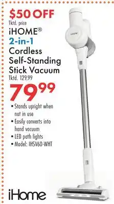 Boscov's iHOME 2-in-1 Cordless Self-Standing Stick Vacuum offer