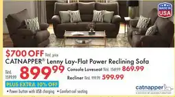 Boscov's CATNAPPER Lenny Lay-Flat Power Reclining Sofa offer