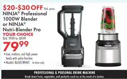 Boscov's NINJA Professional 1000W Blender or NINJA Nutri-Blender Pro offer