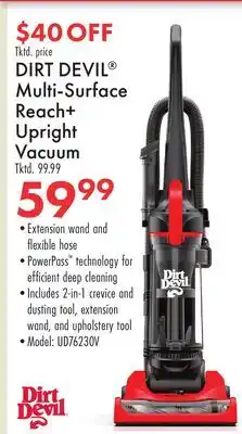 Boscov's DIRT DEVIL Multi-Surface Reach + Upright Vacuum offer