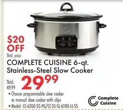 Boscov's COMPLETE CUISINE 6-qt. Stainless-Steel Slow Cooker offer