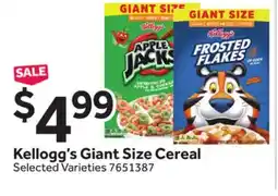 Stop&Shop Kellogg's Giant Size Cereal offer