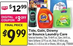 Stop&Shop Tide, Gain, Downy or Bounce Laundry Care offer
