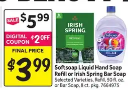 Stop&Shop Softsoap Liquid Hand Soap Refill or Irish Spring Bar Soap offer