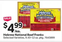 Stop&Shop Hebrew National Beef Franks offer