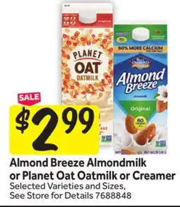 Stop&Shop Almond Breeze Almondmilk or Planet Oat Oatmilk or Creamer offer