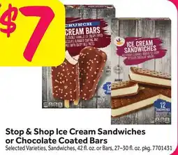 Stop&Shop Stop & Shop Ice Cream Sandwiches or Chocolate Coated Bars offer