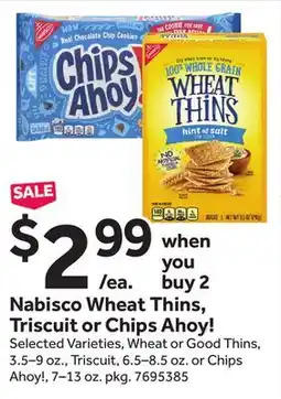 Stop&Shop Nabisco Wheat Thins, Triscuit or Chips Ahoy! offer