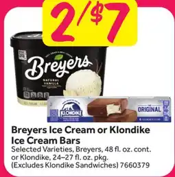 Stop&Shop Breyers Ice Cream or Klondike Ice Cream Bars offer