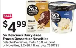 Stop&Shop So Delicious Dairy-Free Frozen Dessert or Novelties offer