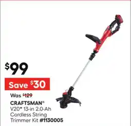 Lowe's V20⬩ 13-in 2.0-Ah Cordless String Trimmer Kit offer