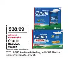 CVS Claritin adult allergy relief 60-70 ct. or children's chewables 60 ct offer