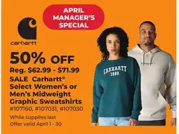 Runnings Carhartt Select Women's or Men's Midweight Graphic Sweatshirts offer
