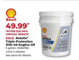Runnings Shell Rotella Triple Protection 15W-40 Engine Oil offer