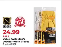 Runnings NOBBLE OUTFITTERS Value Pack Men's Leather Work Gloves offer