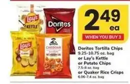 Safeway Doritos Tortilla Chips or Lay's Kettle or Potato Chips or Quaker Rice Crisps offer