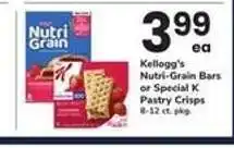 Safeway Kellogg's Nutri-Grain Bars or Special K Pastry Crisps offer