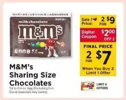 ShopRite M & M' s Sharing Size Chocolates offer