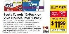 ShopRite Scott Towels 12-Pack or Viva Double Roll 8-Pack offer