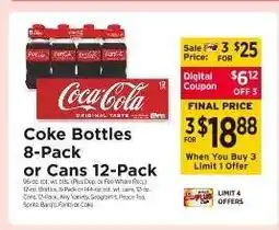 ShopRite Coke Bottles 8-Pack or Cans 12-Pack offer
