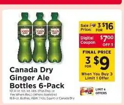 ShopRite Canada Dry Ginger Ale Bottles 6-Pack offer