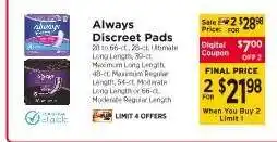 ShopRite Always Discreet Pads offer