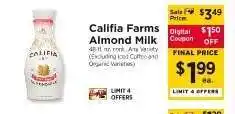 ShopRite Califia Farms Almond Milk offer