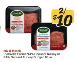 Winn Dixie Plainville Farms 94% Ground Turkey or 94% Ground Turkey Burger offer
