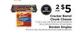ShopRite Cracker Barrel Chunk Cheese / Borden Singles offer