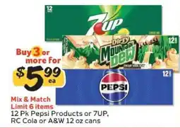 Winn Dixie 12 Pk Pepsi Products or 7UP, RC Cola or A&W 12 oz cans offer