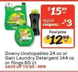 Winn Dixie Downy Unstopables or Gain Laundry Detergent offer