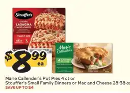 Winn Dixie Marie Callender's Pot Pies 4 ct or Stouffer's Small Family Dinners or Mac and Cheese 28-38 oz offer