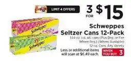 ShopRite Schweppes Seltzer Cans 12-Pack offer