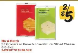 Winn Dixie SE Grocers or Know & Love Natural Sliced Cheese offer