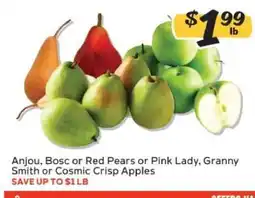 Winn Dixie Anjou, Bosc or Red Pears or Pink Lady, Granny Smith or Cosmic Crisp Apples offer