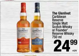 Super King Markets The Glenlivet Caribbean Reserve Single Malt Scotch Whisky or Founder' Reserve Whisky 750 ml offer