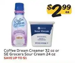 Winn Dixie Coffee Dream Creamer or SE Grocers Sour Cream offer