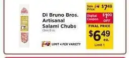 ShopRite Di Bruno Bros. Artisanal Salami Chubs offer