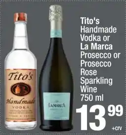 Super King Markets Tito's Handmade Vodka or La Marca Prosecco or Prosecco Rose Sparkling Wine offer