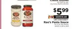 ShopRite Rao's Pasta Sauce offer