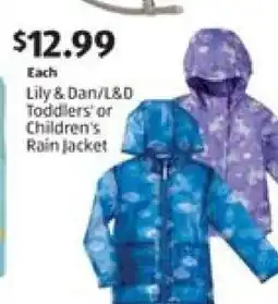 Aldi Lily & Dan/L&D Toddlers' or Children's Rain Jacket offer