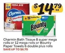 Winn Dixie Charmin Bath Tissue or Bounty Paper Towels offer