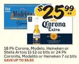 Winn Dixie 18 Pk Corona, Modelo, Heineken or Stella Artois offer