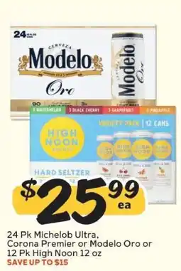 Winn Dixie 24 Pk Michelob Ultra, Corona Premier or Modelo Oro or 12 Pk High Noon 12 oz offer