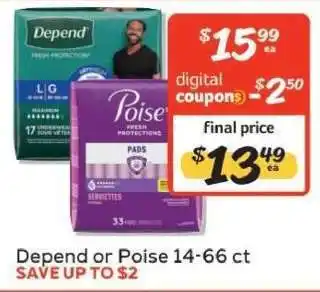 Winn Dixie Depend or Poise 14-66 ct offer