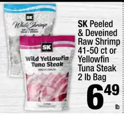 Super King Markets SK Peeled & Deveined Raw Shrimp 41-50 ct or Yellowfin Tuna Steak offer