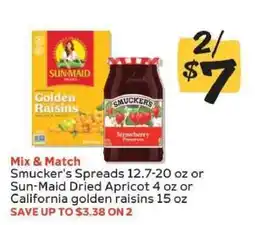 Winn Dixie Smucker's Spreads or Sun-Maid Dried Apricot or California Golden Raisins offer